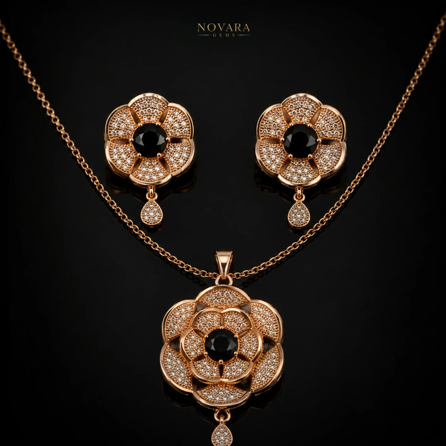 Midnight Blossom Jewelry Set