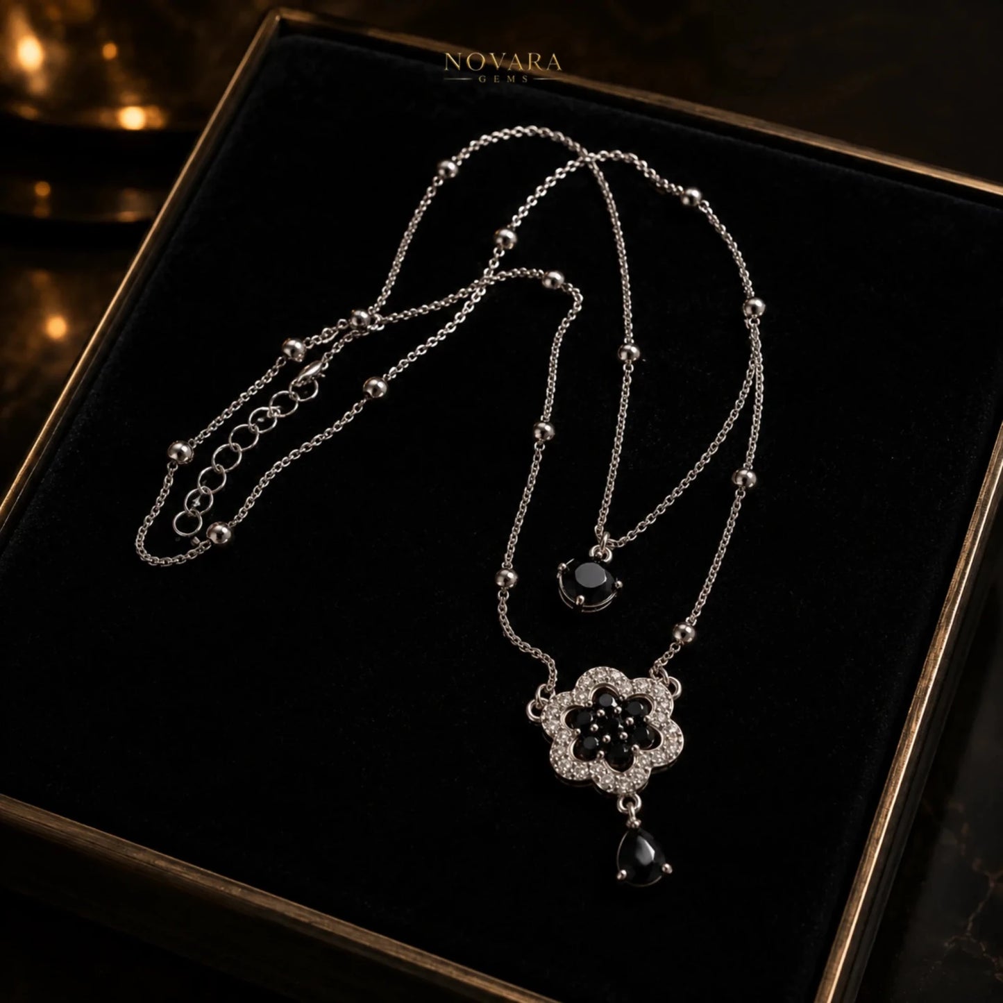 Midnight Blossom Layered Necklace