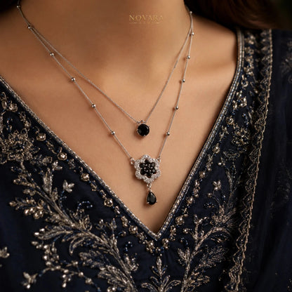 Midnight Blossom Layered Necklace