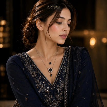 Midnight Blossom Layered Necklace