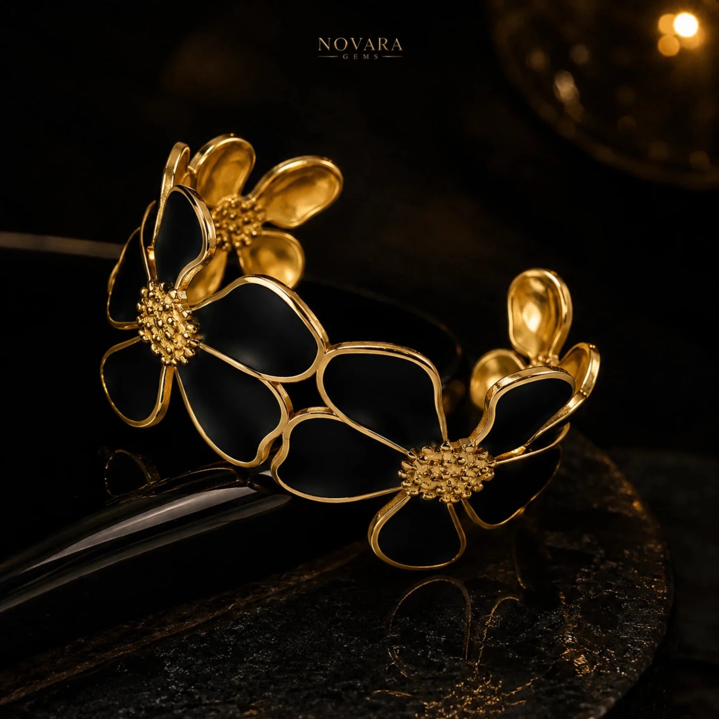 Midnight Blossom Luxe Cuff Bracelet