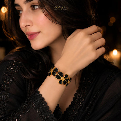 Midnight Blossom Luxe Cuff Bracelet