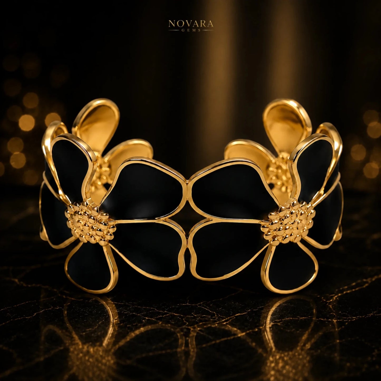 Midnight Blossom Luxe Cuff Bracelet