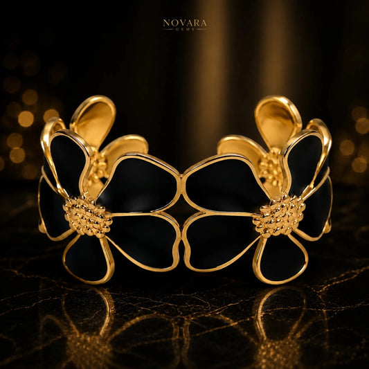 Midnight Blossom Luxe Cuff Bracelet