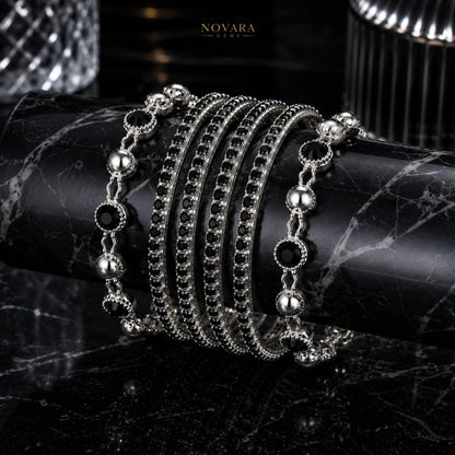 Midnight Eclipse Crystal Bangle Set