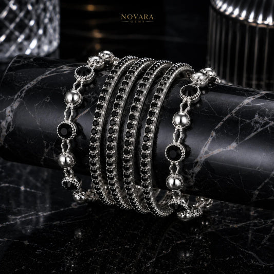 Midnight Eclipse Crystal Bangle Set
