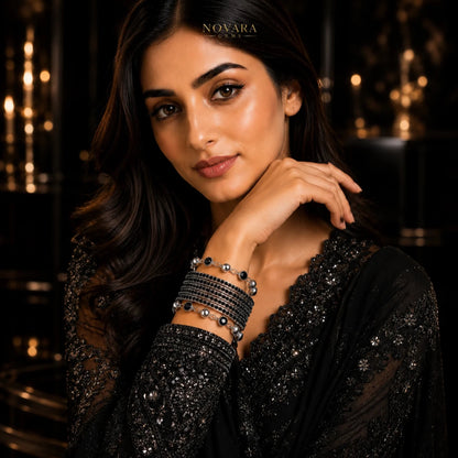 Midnight Eclipse Crystal Bangle Set