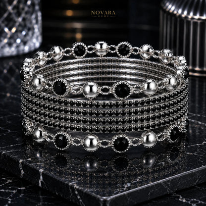 Midnight Eclipse Crystal Bangle Set
