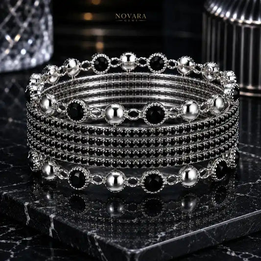 Midnight Eclipse Crystal Bangle Set
