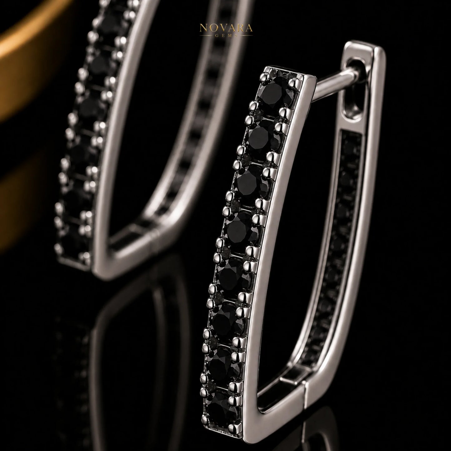 Noir Elegance Zircon Hoop Earrings