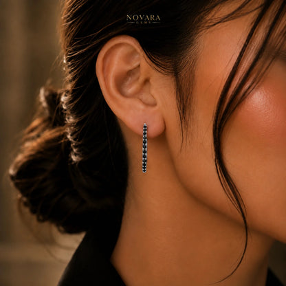 Noir Elegance Zircon Hoop Earrings