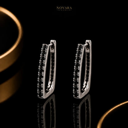 Noir Elegance Zircon Hoop Earrings