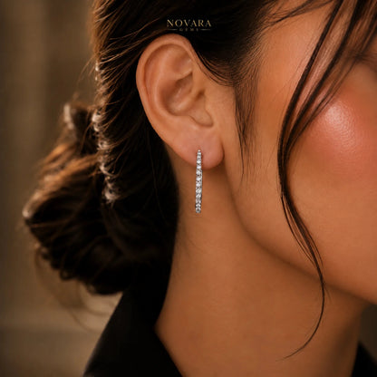 Noir Elegance Zircon Hoop Earrings
