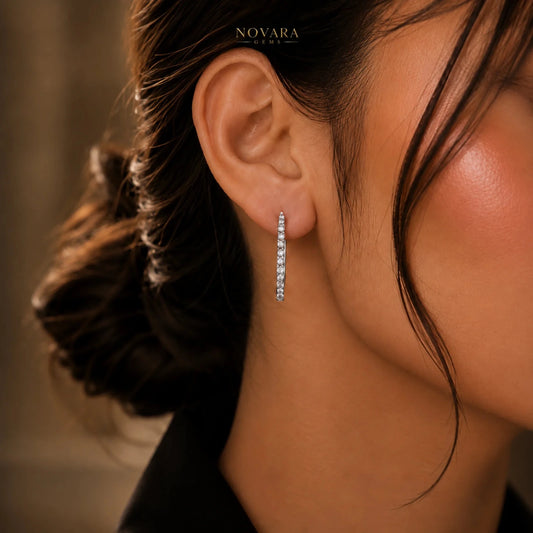 Noir Elegance Zircon Hoop Earrings