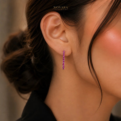 Noir Elegance Zircon Hoop Earrings