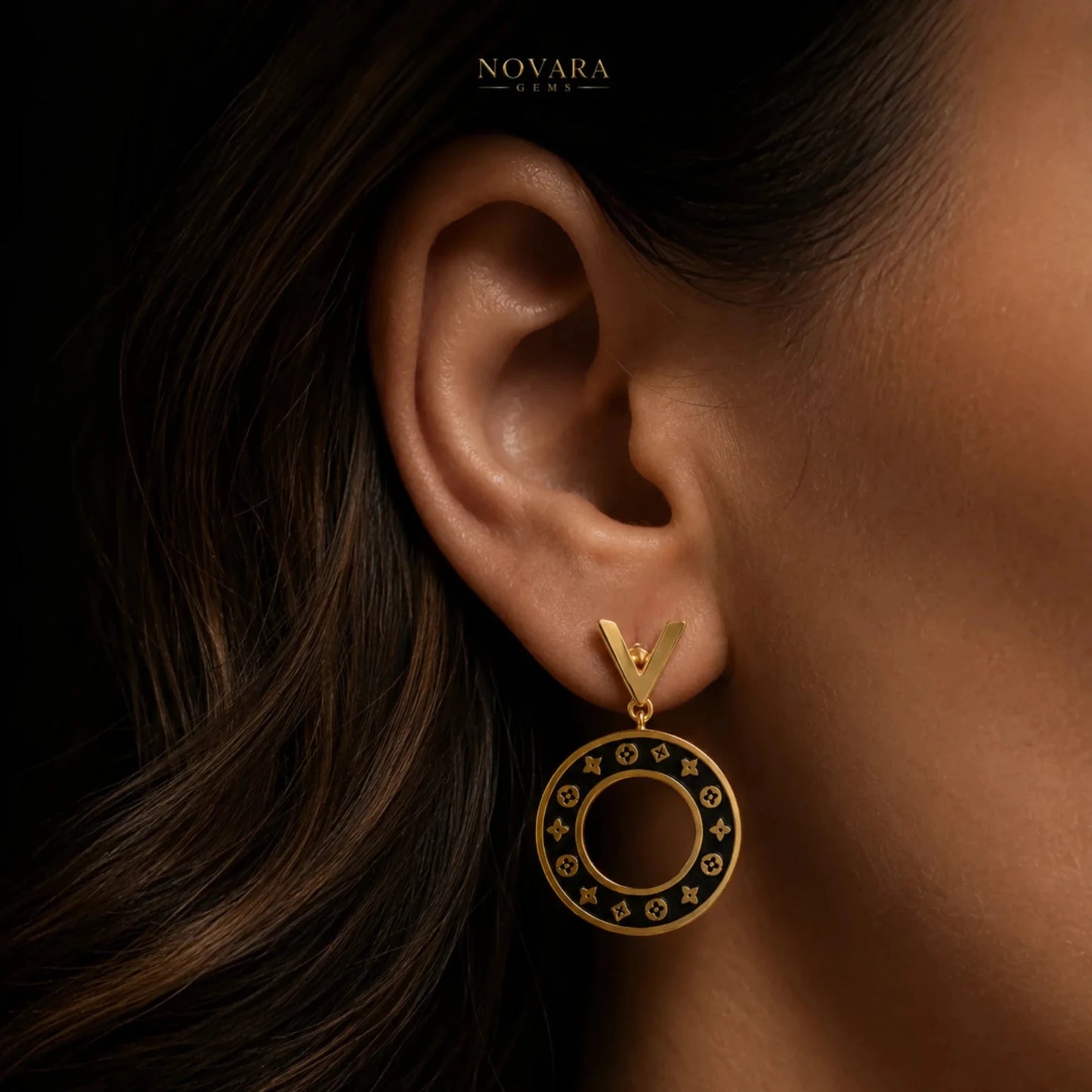 Noir Monogram Luxe Earrings