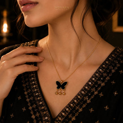 Noir Papillon Necklace