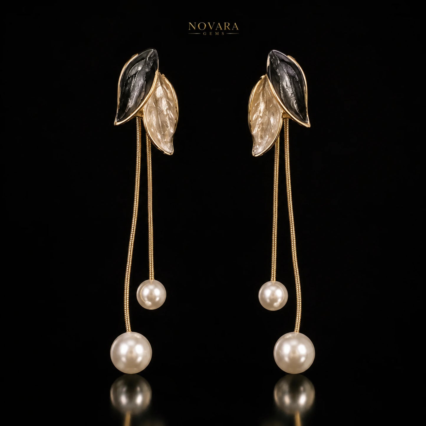 Noir Pearl Cascade Earrings
