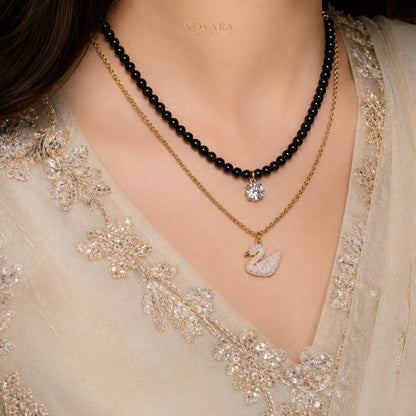 Noir Swan Layered Necklace