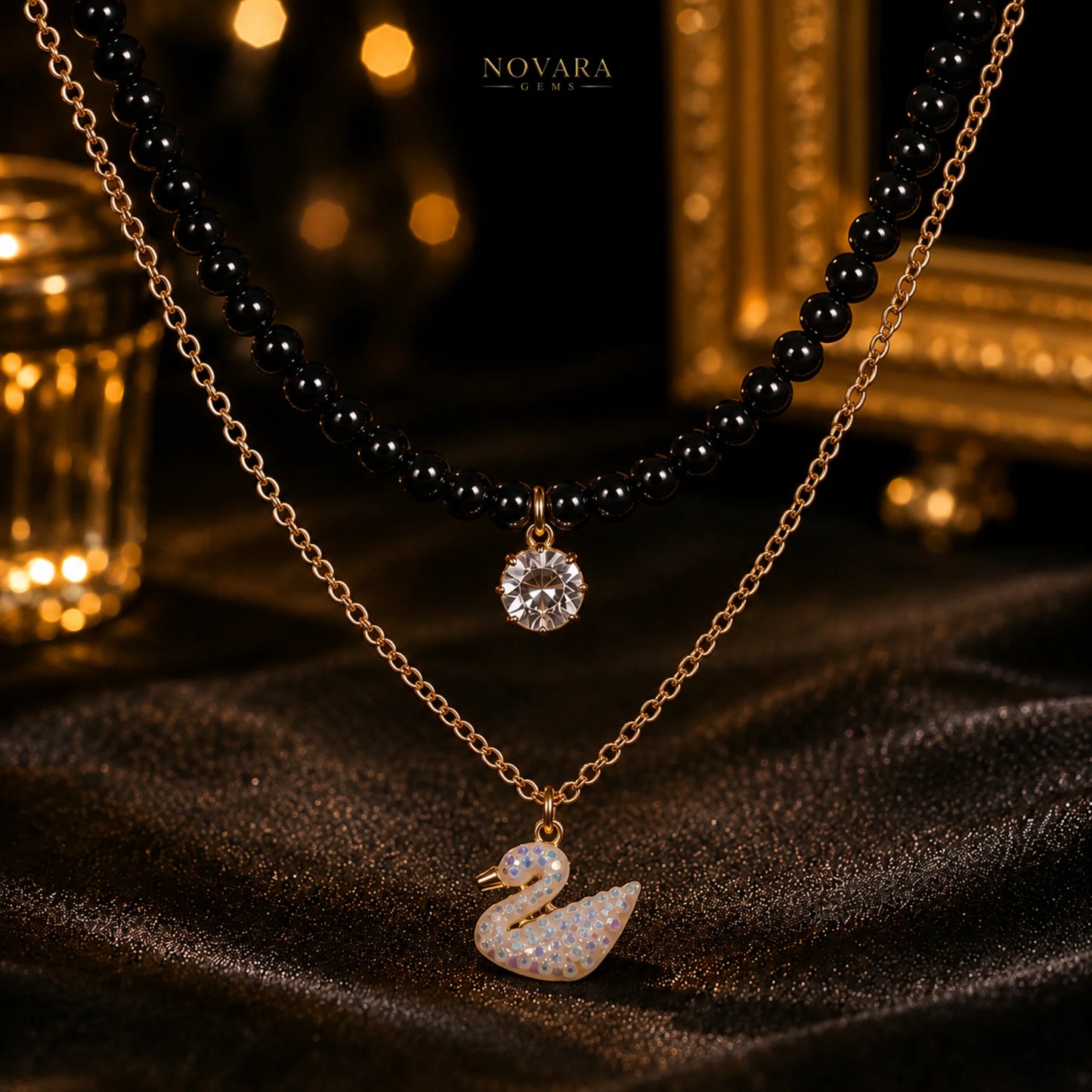 Noir Swan Layered Necklace