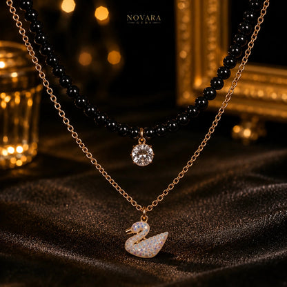 Noir Swan Layered Necklace