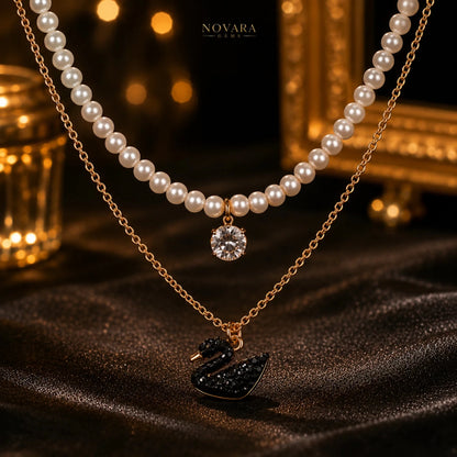 Noir Swan Layered Necklace