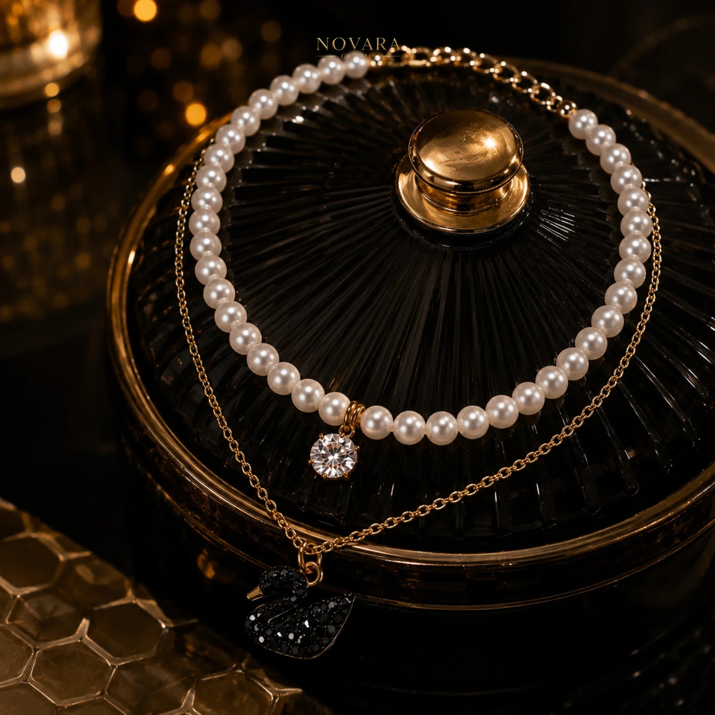 Noir Swan Layered Necklace