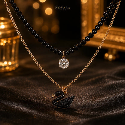 Noir Swan Layered Necklace