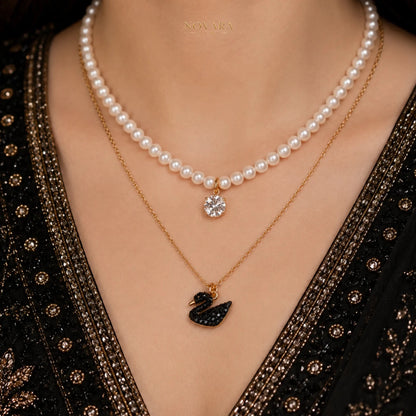 Noir Swan Layered Necklace