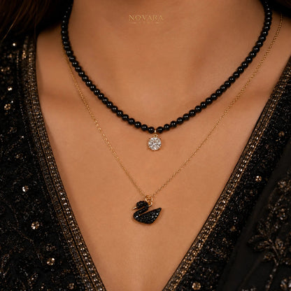Noir Swan Layered Necklace