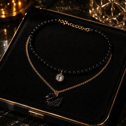 Noir Swan Layered Necklace
