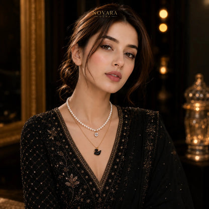Noir Swan Layered Necklace
