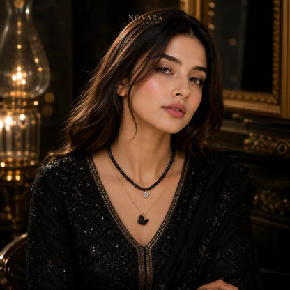 Noir Swan Layered Necklace