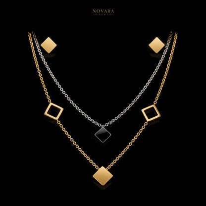 Nova Square Dual-Tone Geometric Jewelry Set