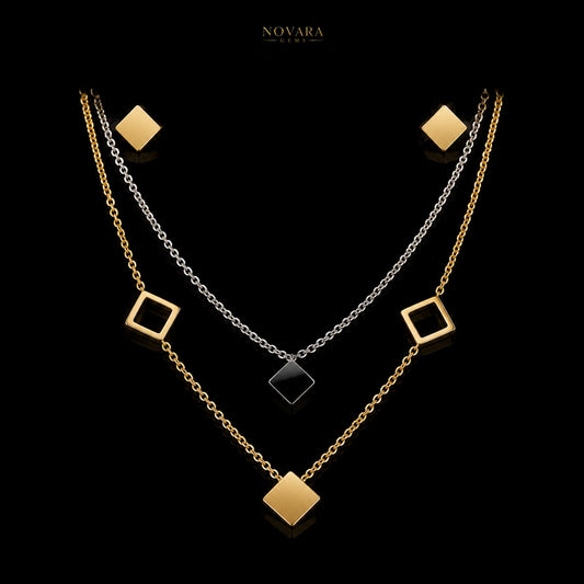 Nova Square Dual-Tone Geometric Jewelry Set