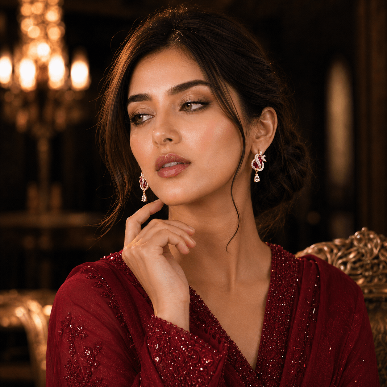 Aurelia Ruby Teardrop Earrings