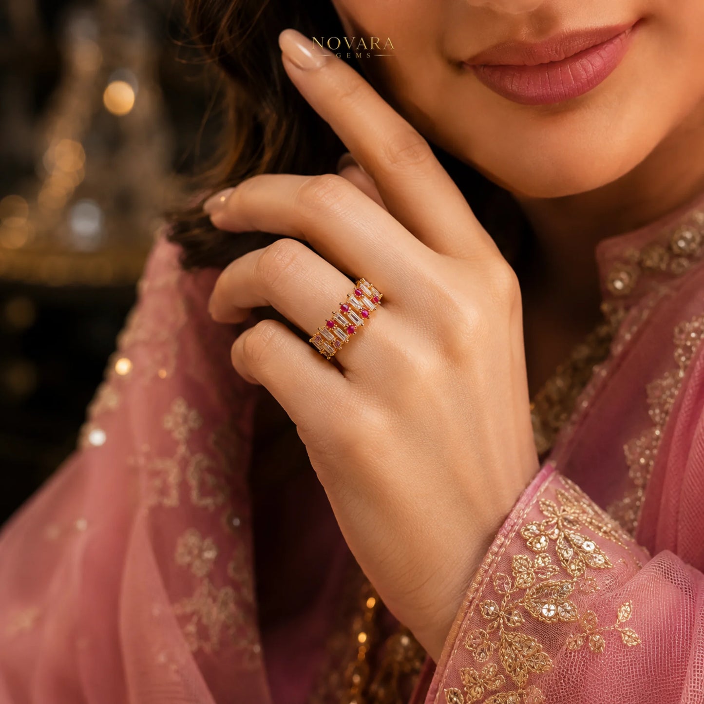 Celeste Baguette Zircon Ring – Adjustable