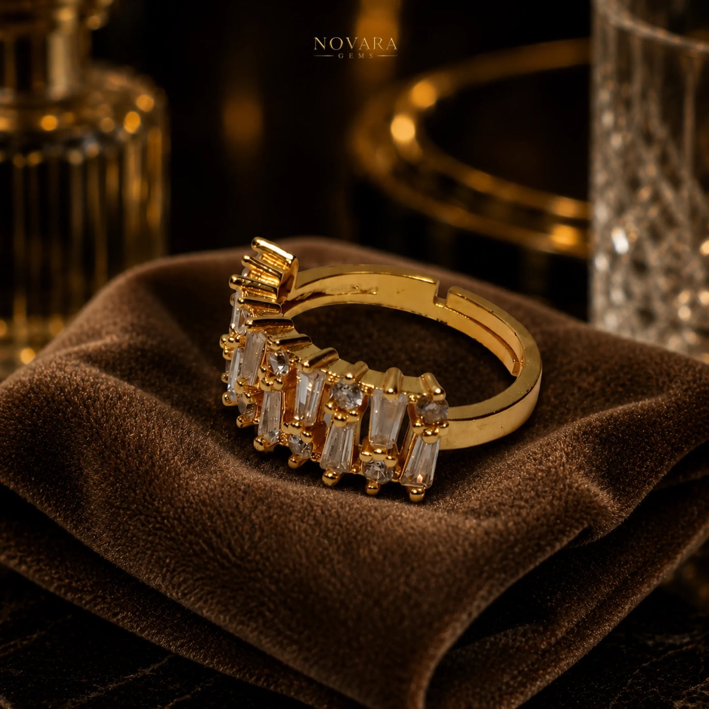 Celeste Baguette Zircon Ring – Adjustable