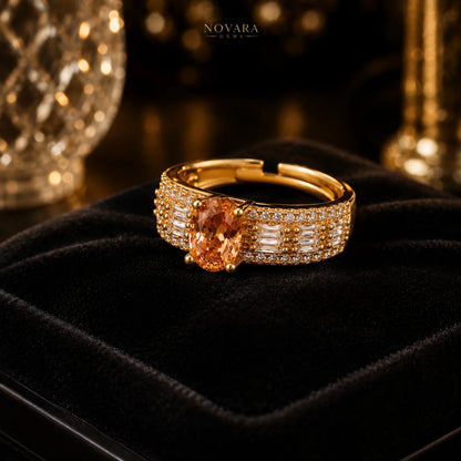 Imperia Noir Oval Zircon Ring – 18K Gold Plated