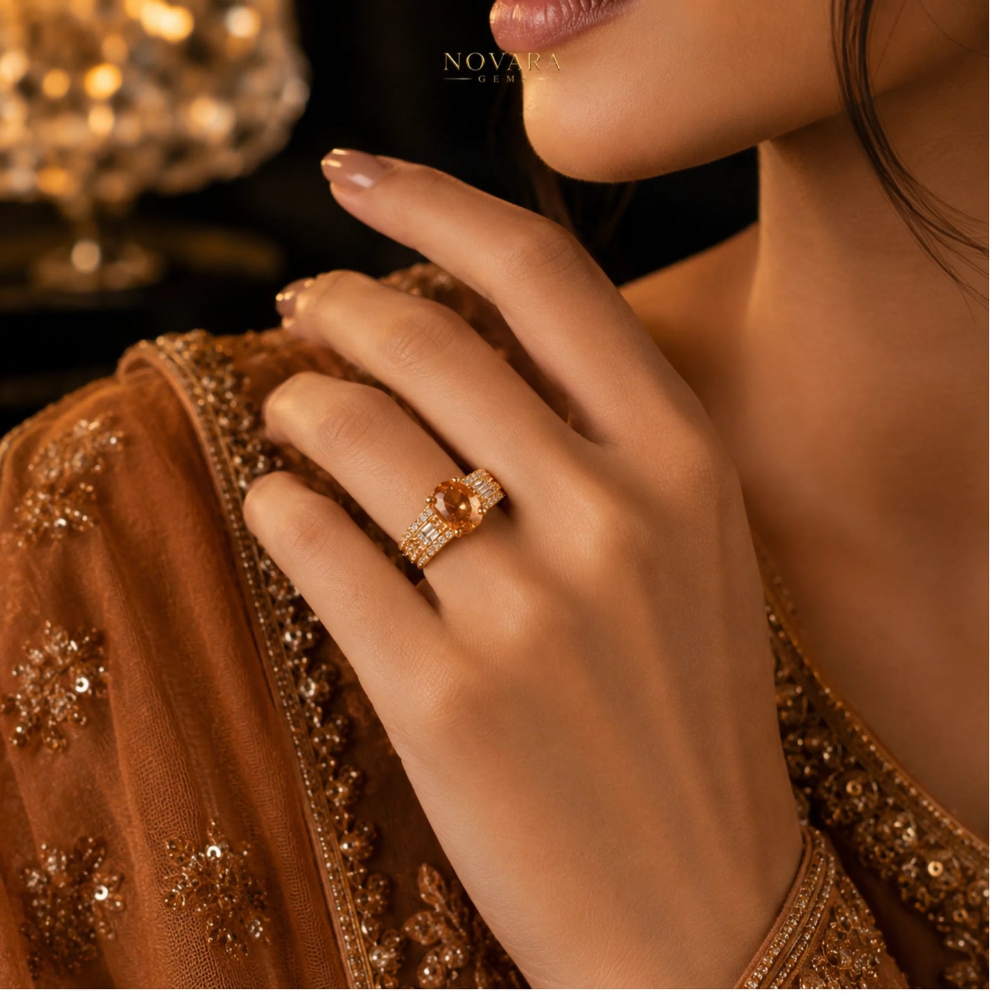 Imperia Noir Oval Zircon Ring – 18K Gold Plated