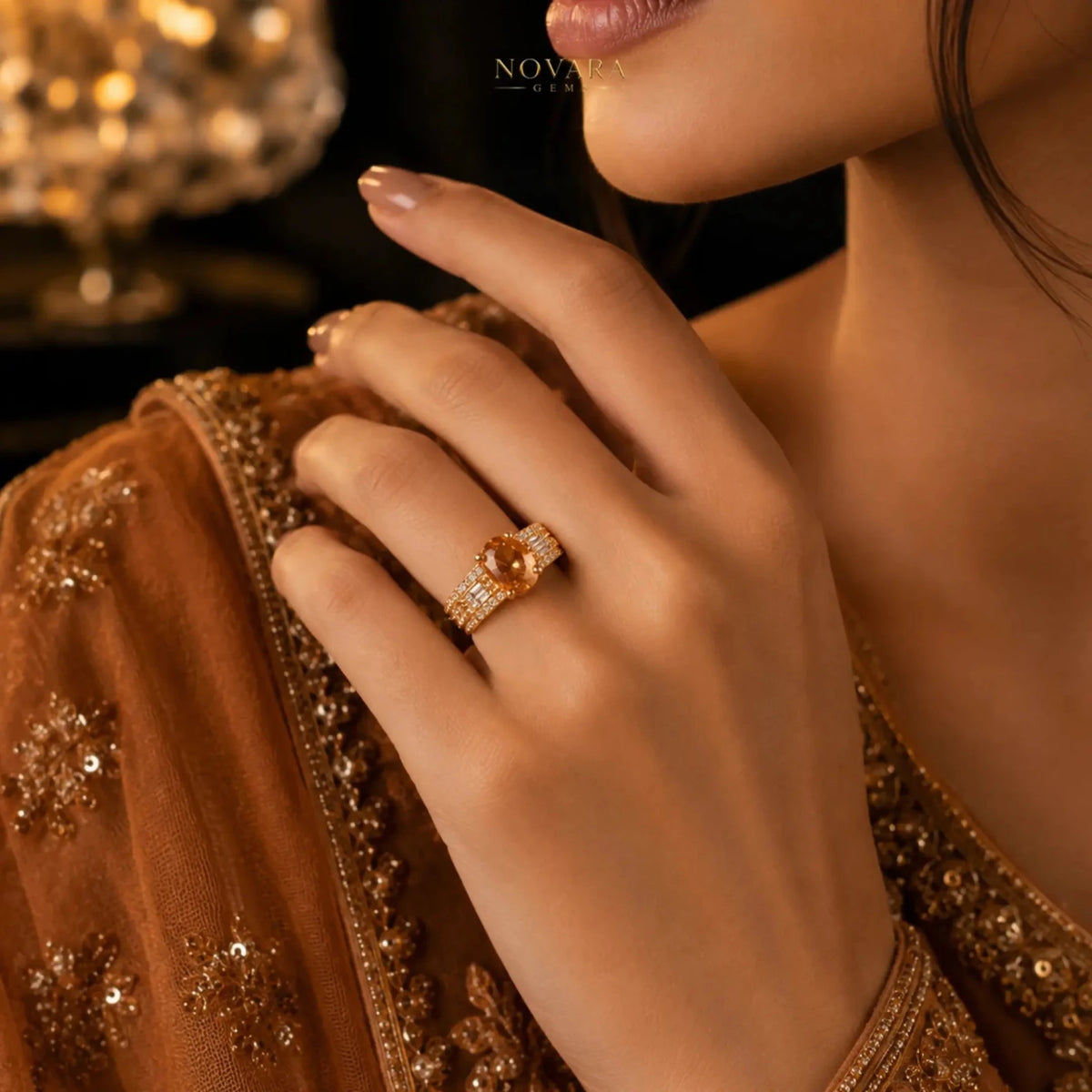 Imperia Noir Oval Zircon Ring – 18K Gold Plated