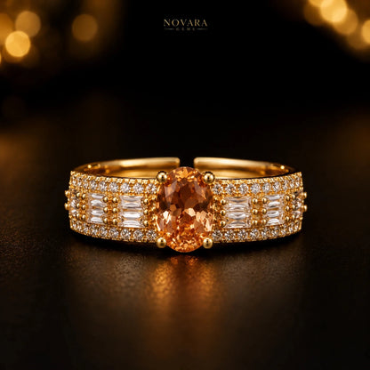 Imperia Noir Oval Zircon Ring – 18K Gold Plated