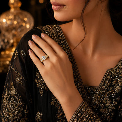 Imperia Noir Oval Zircon Ring – 18K Gold Plated