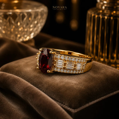 Imperia Noir Oval Zircon Ring – 18K Gold Plated