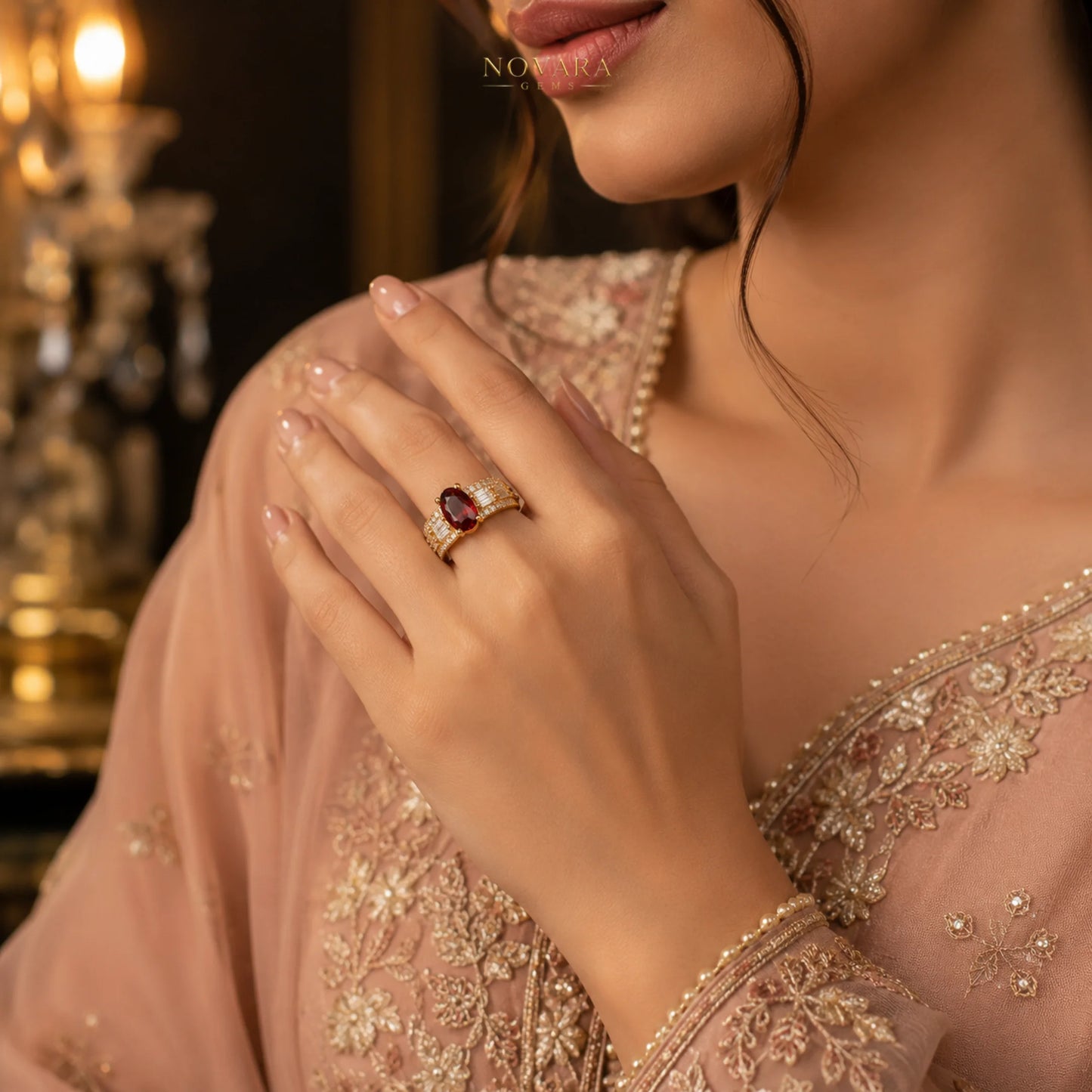 Imperia Noir Oval Zircon Ring – 18K Gold Plated