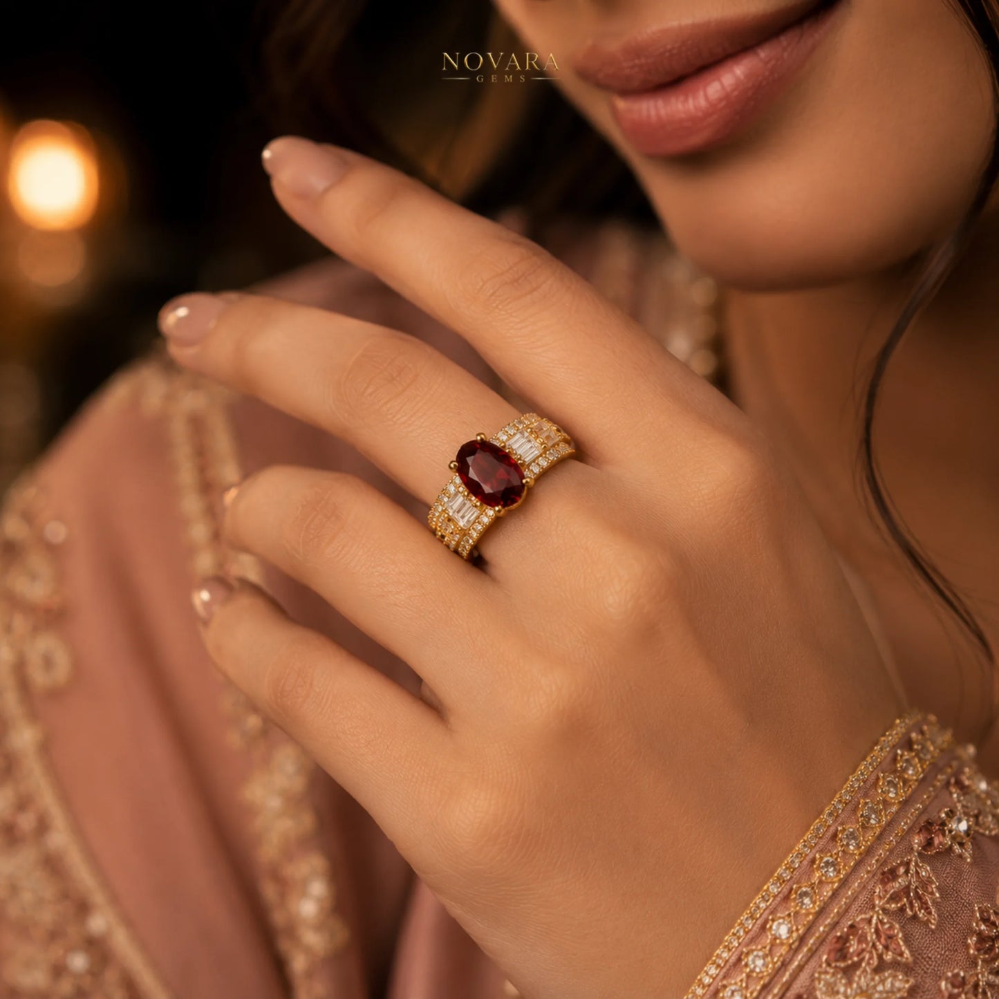 Imperia Noir Oval Zircon Ring – 18K Gold Plated