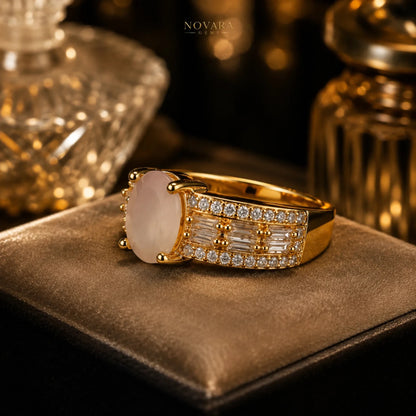 Imperia Noir Oval Zircon Ring – 18K Gold Plated