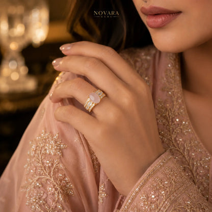 Imperia Noir Oval Zircon Ring – 18K Gold Plated