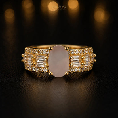 Imperia Noir Oval Zircon Ring – 18K Gold Plated