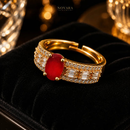 Imperia Noir Oval Zircon Ring – 18K Gold Plated